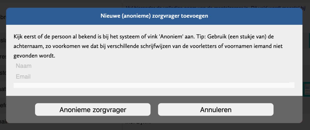 Kijk eerst of de persoon al bekend is bij het systeem of vink 'Anoniem' aan. Tip Gebruik (een stukje van) de.png